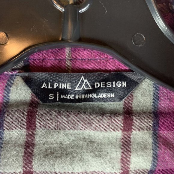 Alpine Design Flannel Shirt Men Small Pink Plaid Cotton Collar Long Sleeve 7023 - Picture 3 of 8